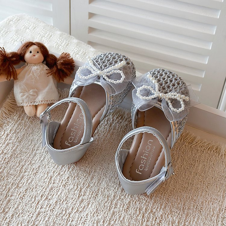 Chaussures Mesh Princesse Transparente d'été avec orteil doux et mesh Bow Sandales