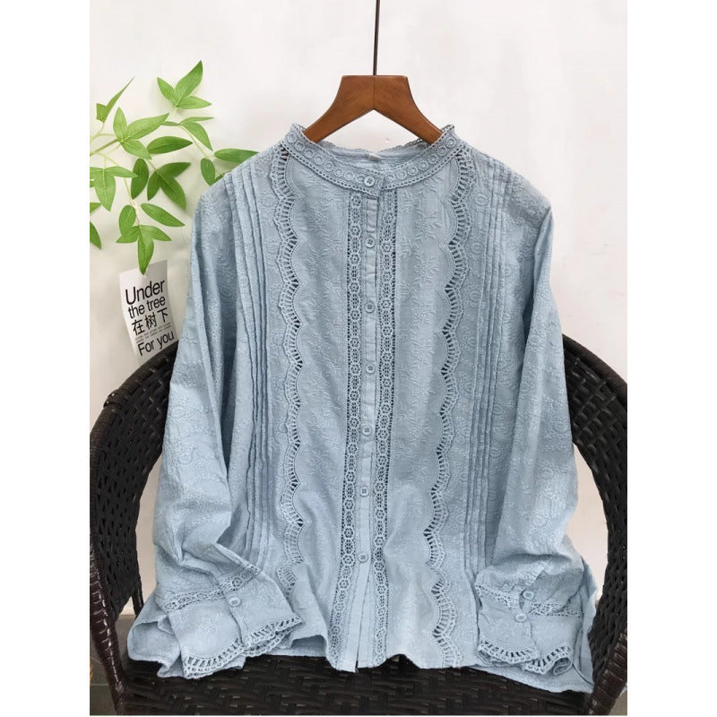 Chemise en dentelle brodée pour femmes