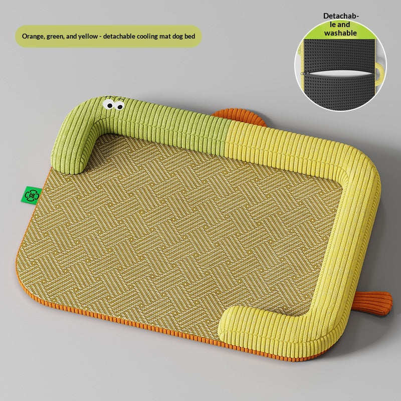 Mat de refroidissement pour animaux de compagnie Rattan tapis de tissu antidérapant Coussin Couleur-Block Collier de soutien Matelas