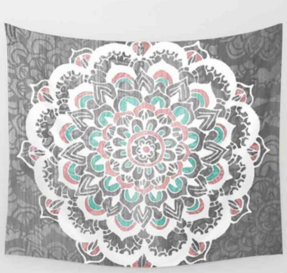 Indien Mandala Tapestry Vert Bleu Fleur Belle tapisserie murale 210x150cm Couverture de lit
