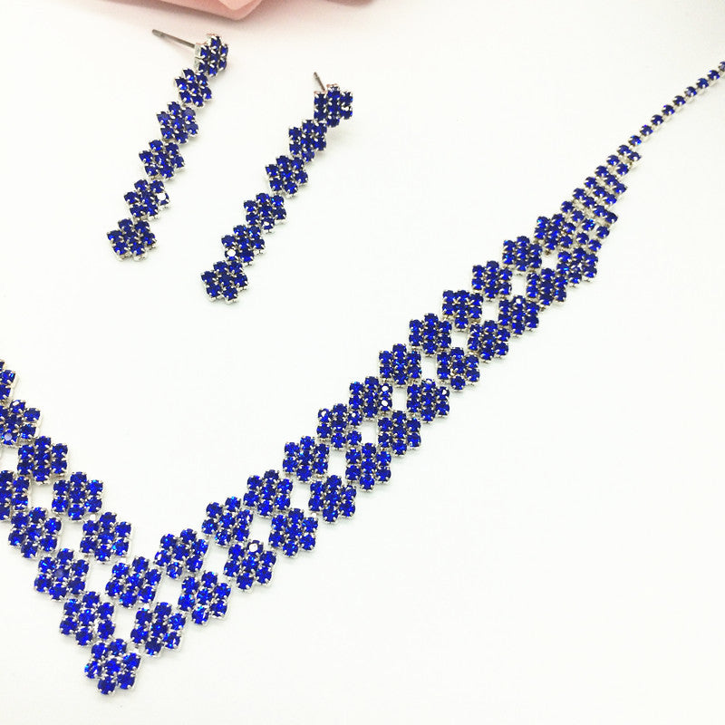 Le collier de mariée de luxe exquis double diamant pendentif Boucle d'oreille Set mariage coréen d