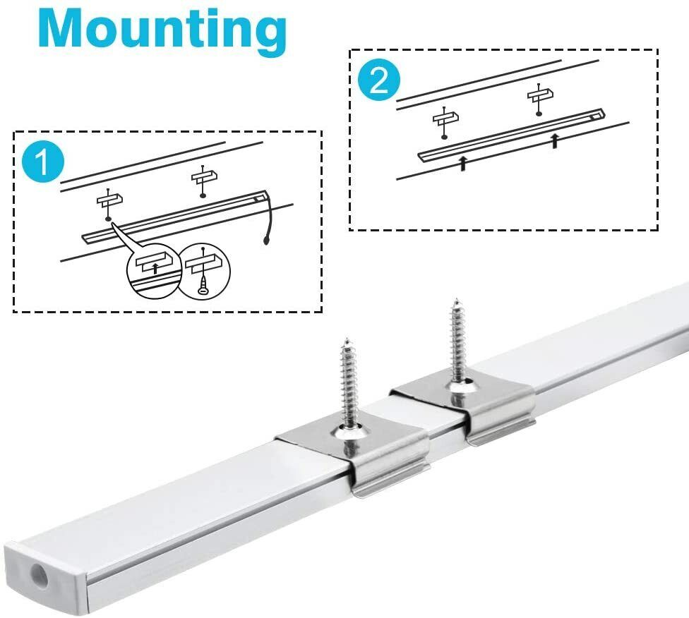 6X U-forme 1 mètre Aluminium canal pour la bande LED couvercle de lumière PVC profil 5050