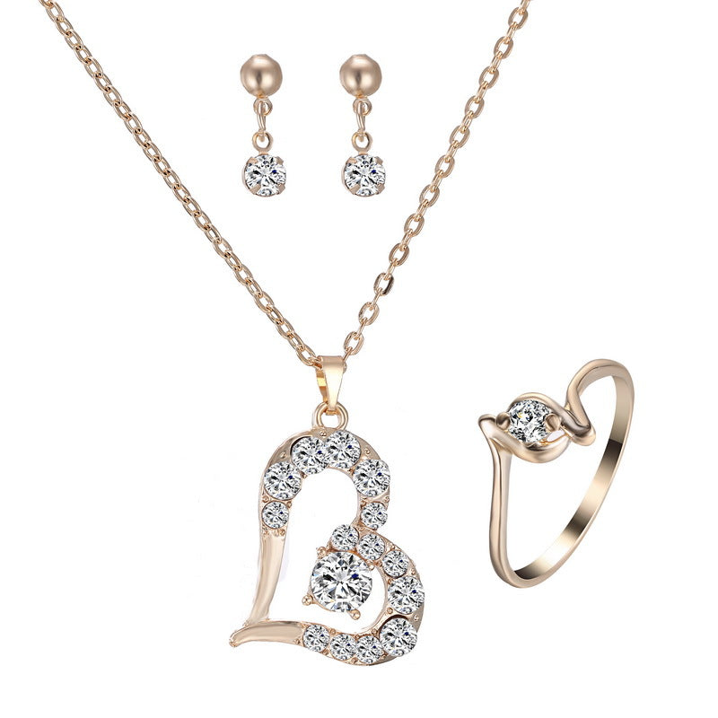 Pendentif coeur Bijoux Set Strass Bijoux
