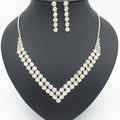 Le collier de mariée de luxe exquis double diamant pendentif Boucle d'oreille Set mariage coréen d