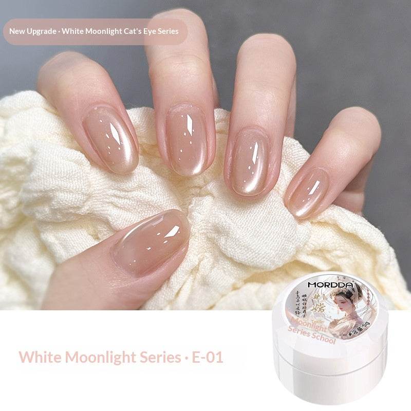 White Moonlight Ceramic Cat Eye Nail Gel Polish Porcelaine White Cat Eye Gel Pour Manucures