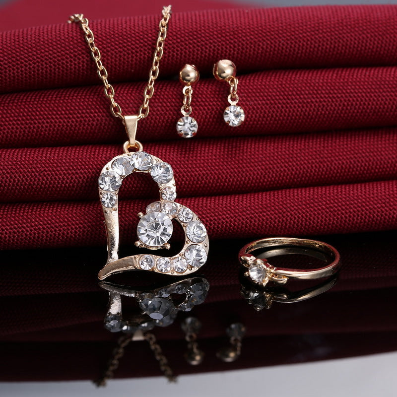 Pendentif coeur Bijoux Set Strass Bijoux