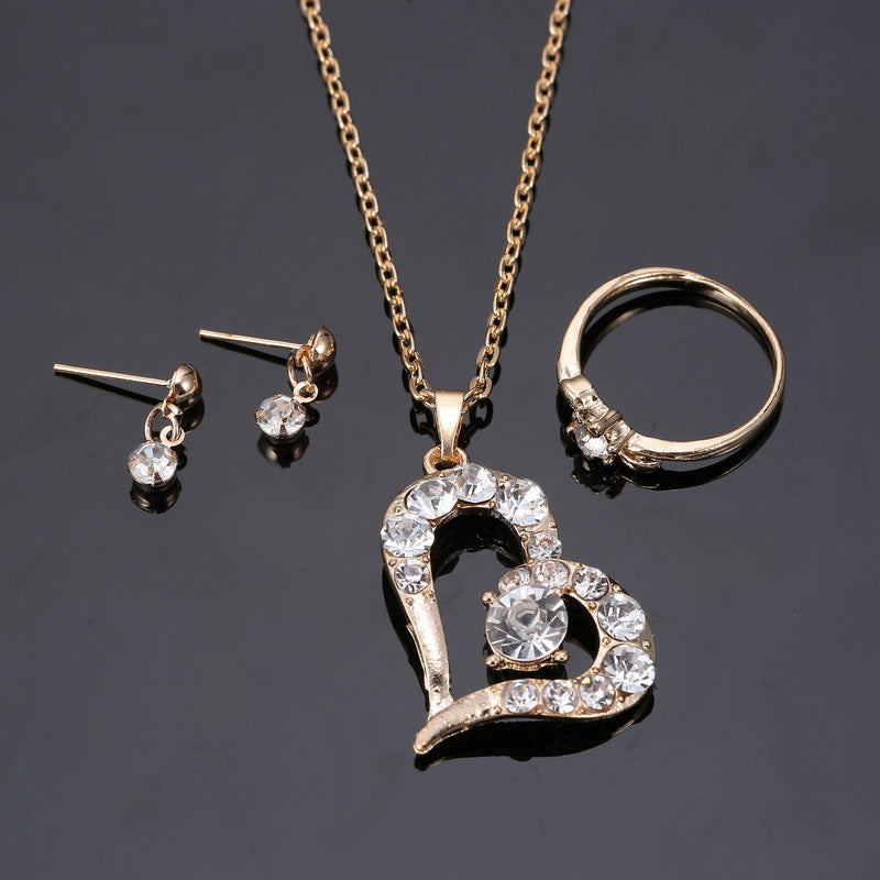 Pendentif coeur Bijoux Set Strass Bijoux