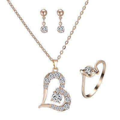 Pendentif coeur Bijoux Set Strass Bijoux