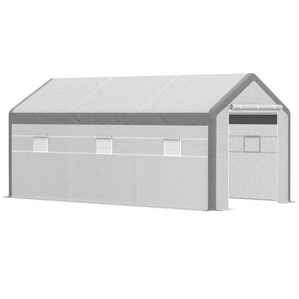 20' X10' X 9' Walk-in Greenhouse with roll-up door and 6 screened windows