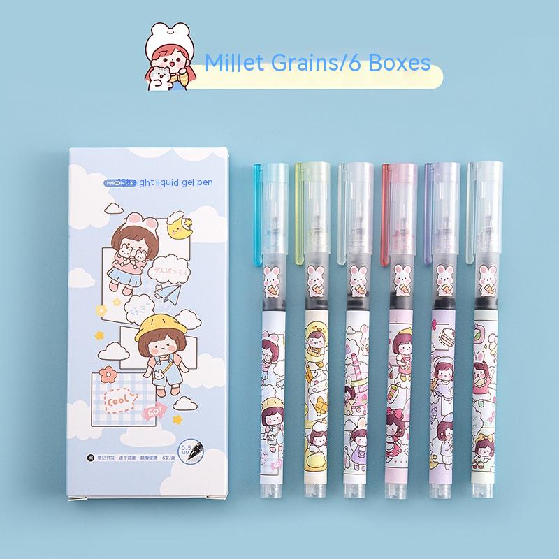 Stylo à gel à séchage rapide en boîte de dessin animé droit-liquide