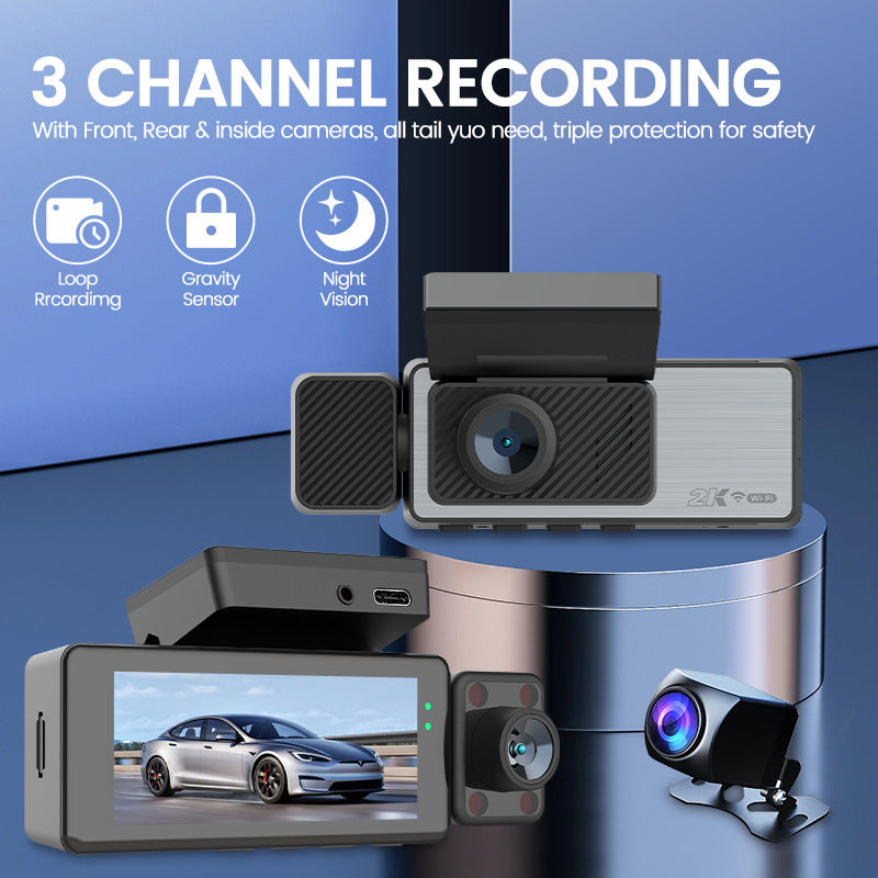 Interconnexion Wi-Fi 3 disques 4K HD Night Vision Driving Recorder