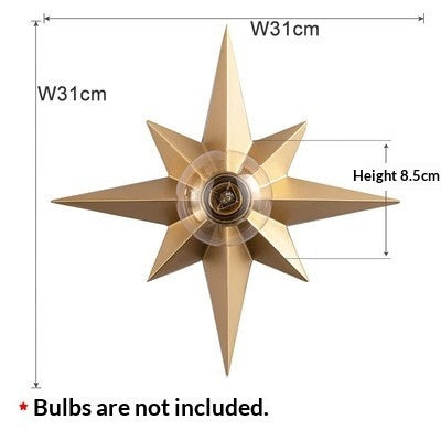 Léger plafond en cuivre massif de style américain en trois dimensions Étoile Craftwork
