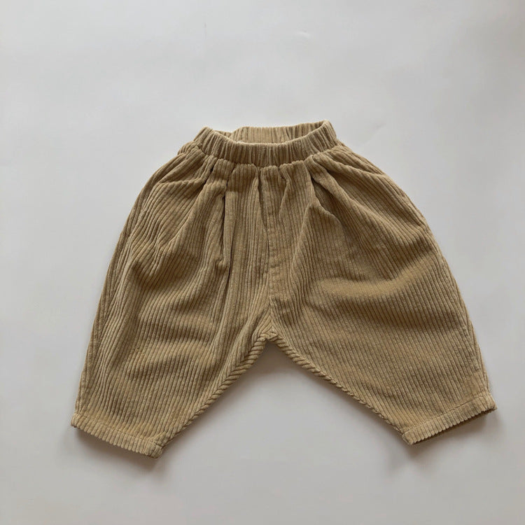 Garçons et filles épais Velours rayés Casual épais Pantalons radish