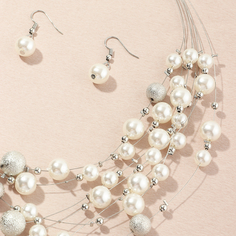 Pendentif collier en perles multicouches