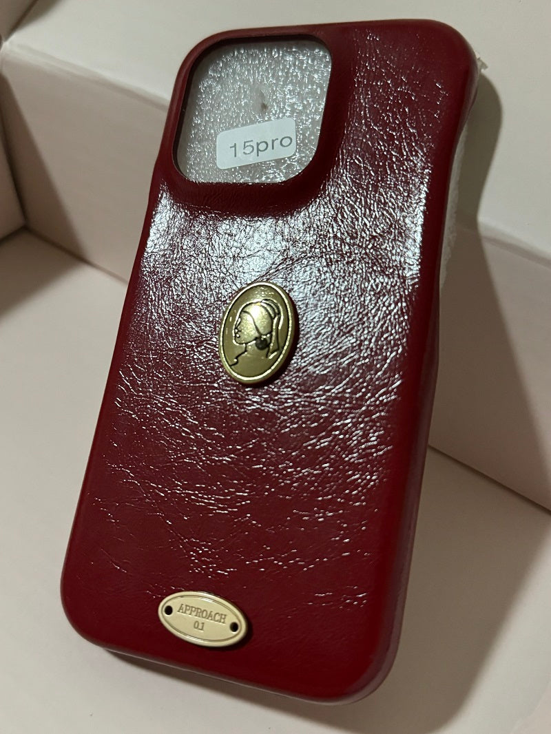 Retro Planet Planet Red Leather Pattern Phone Case