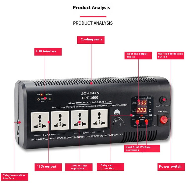 Accueil Panneau Voltage Régulateur Plug Et Jouer 220V À 110 V