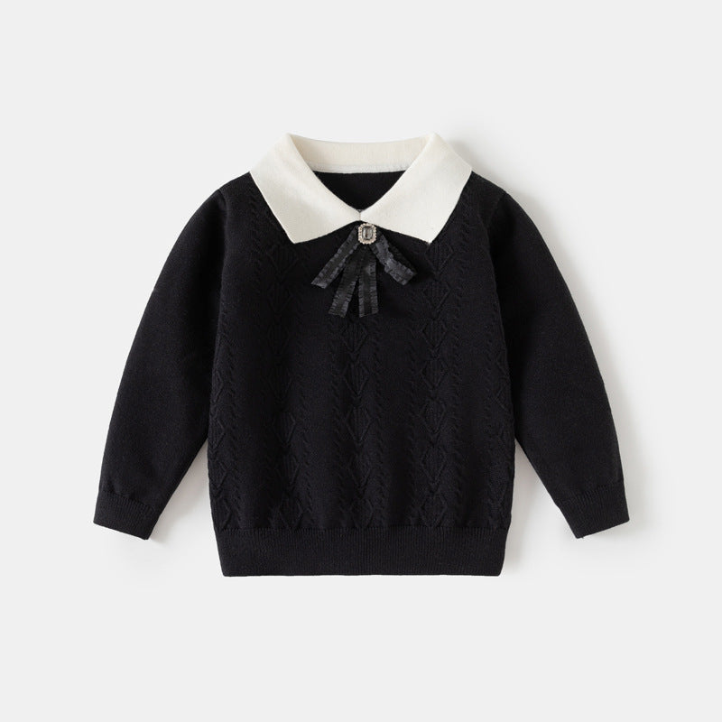 Des filles polyvalentes Lapel tricoté chemise de bas