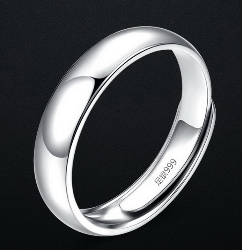 Anneau brillant simple en argent pour hommes