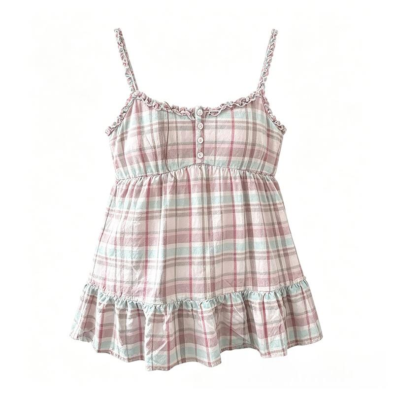 Trendy Sexy et Sassy Plaid Dentelle Camisoleversatile et facile à Style