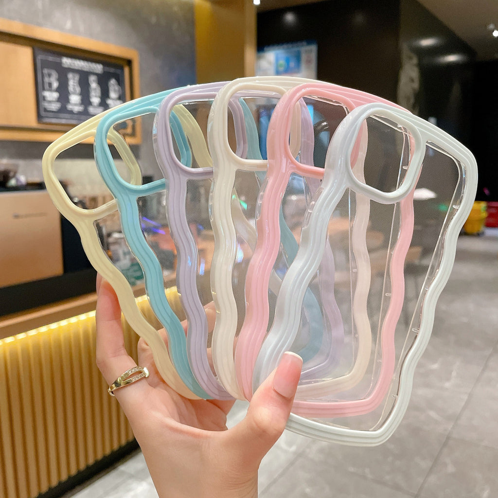 Couverture de cas Wave Border Solid Color Phone