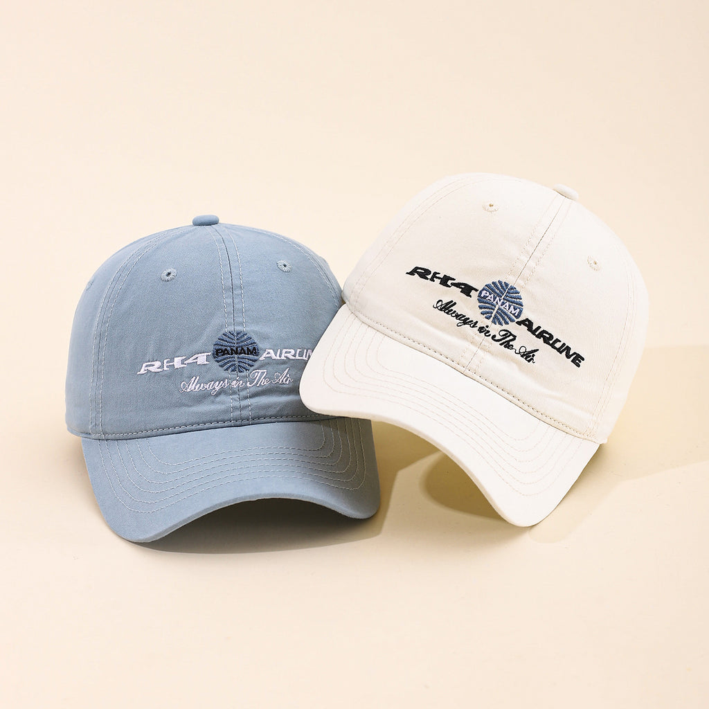 Men's Solid Color Embroidered Letters RH4 Slim-Brim Minimalist Adjustable Casual Style Pea