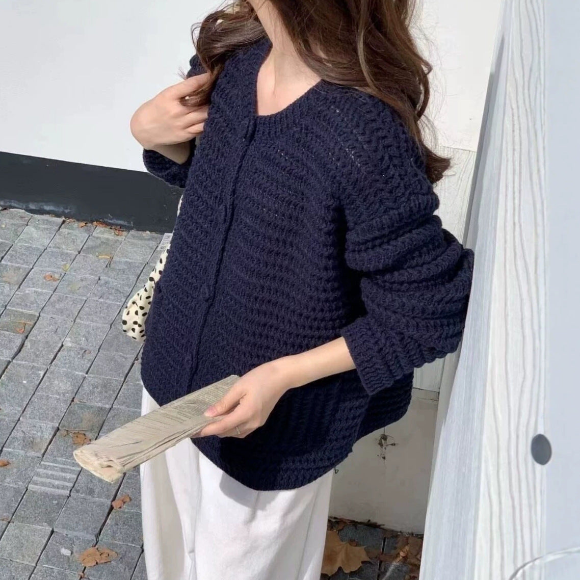 Manteau de couleur solide Laid-back Top Femmes Laid-back Style
