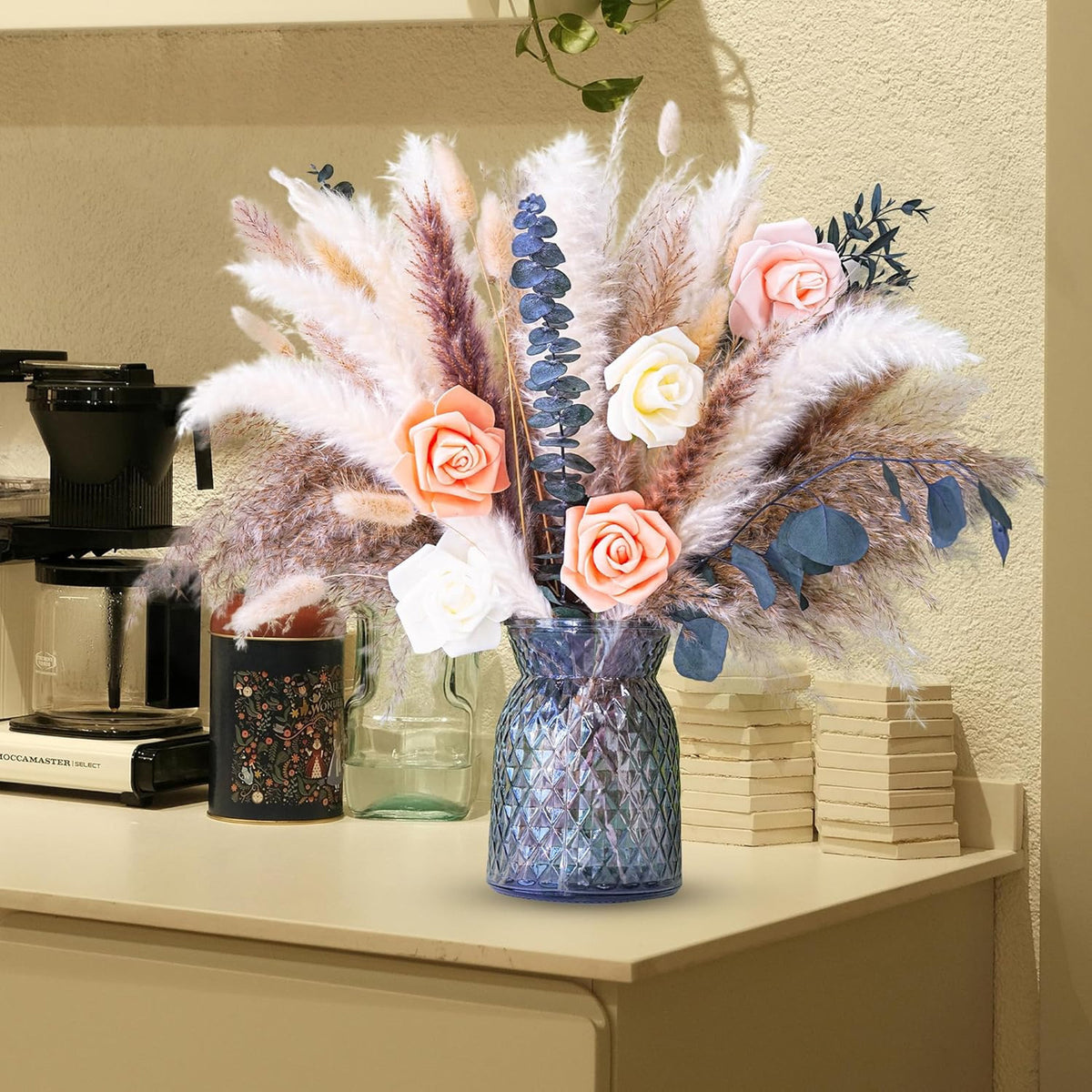 Artificial Plants - Boho Dried Flower Bouquet - Decorative Indoor Arrangement