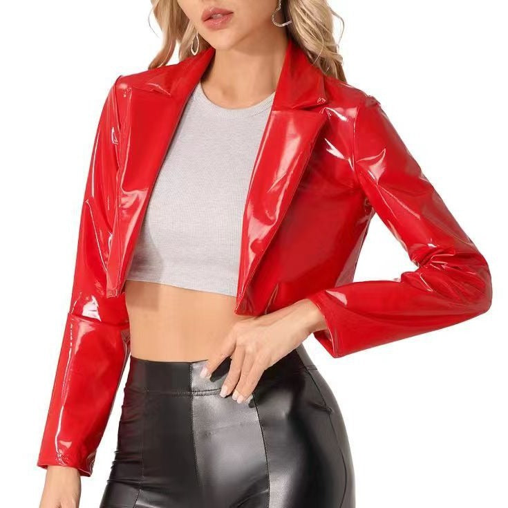 Veste européenne et américaine court moto Midriff Outfit Coat