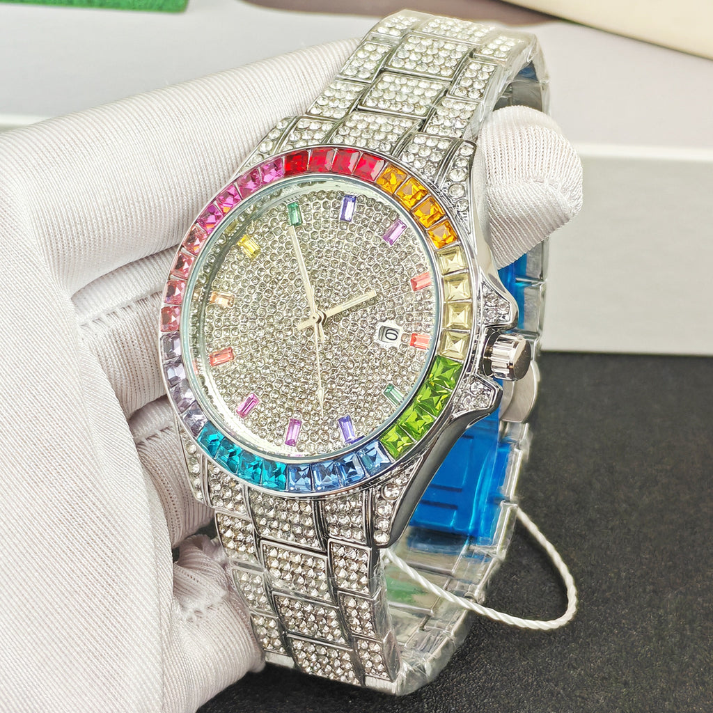 Hip-hop Full-diamond Watch Hommes diamants incrusted Wristwatch Hip-hop