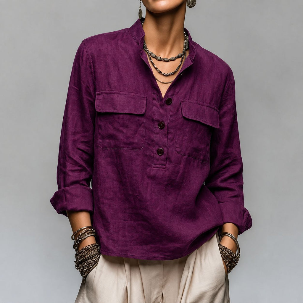 Blouse blanche à col V sophistiqué Femmes de style français Top