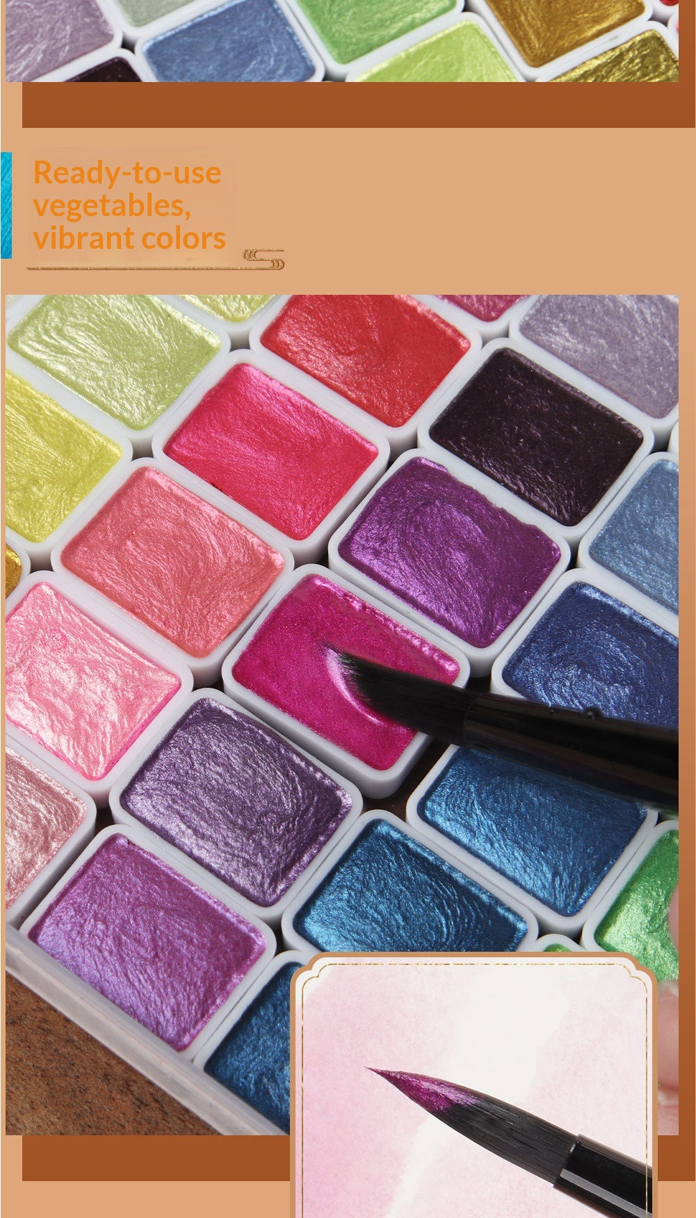 Solid Pearlescent Aquarelle peinte à la main Nail Art pigment métallisé en 120 couleurs
