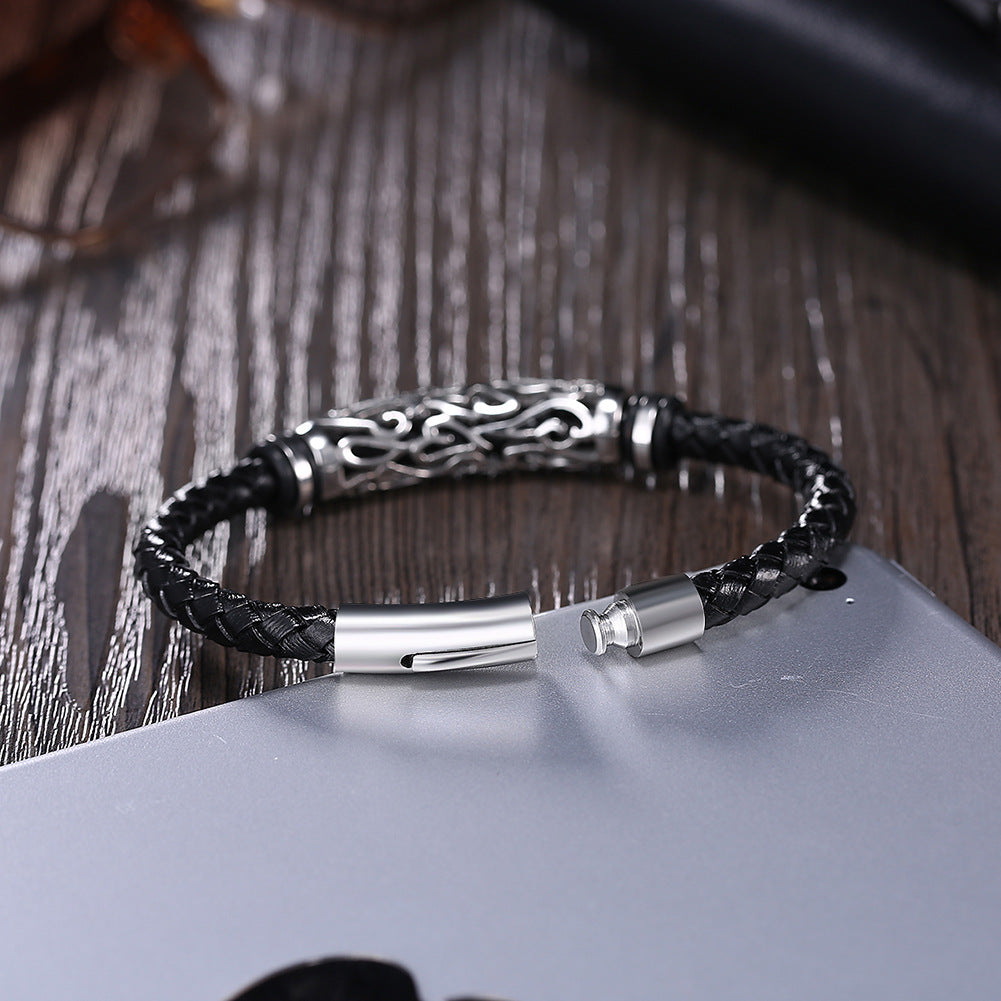 Bracelet en cuir en acier inoxydable punk