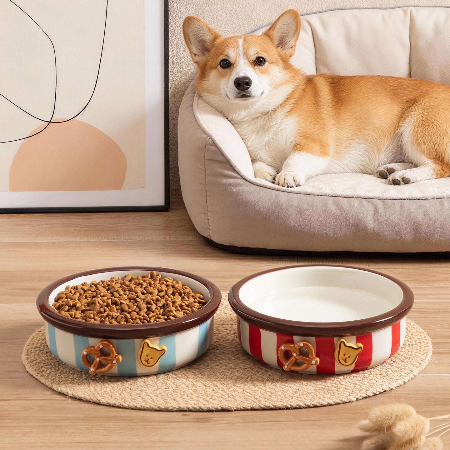 Peint à la main Underglaze Pet Bowl
