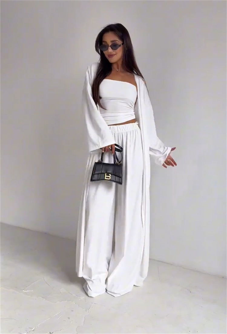 Cross Border European and American Style Women's Fashion Casual Loose Three Piece Set longue