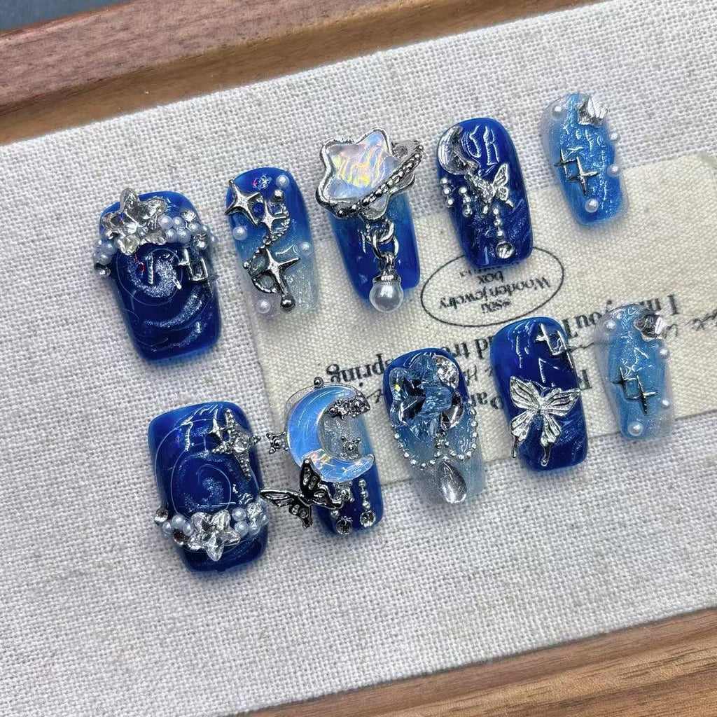 Blue Starry Night Art fait main avec un effet tonique équitable