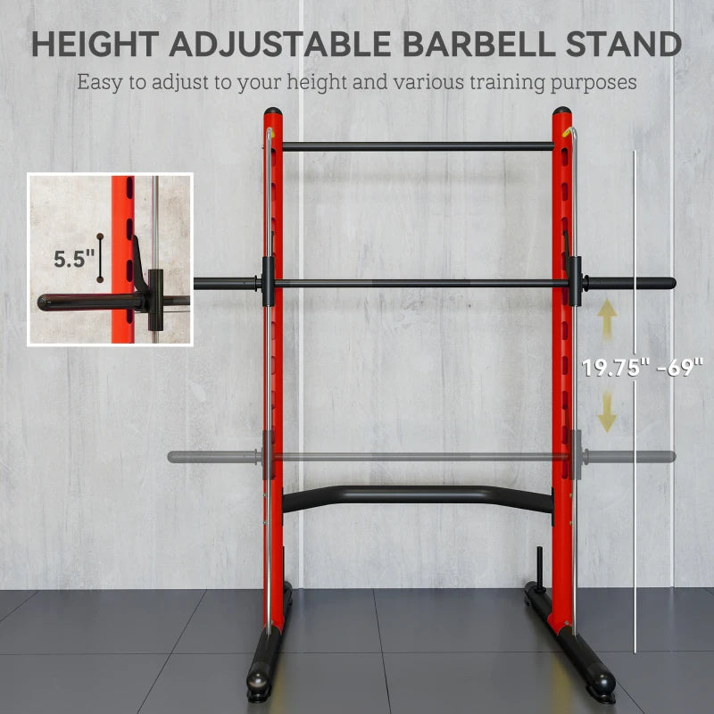 Soozier Squat Rack avec barre de traction et barre Barbell réglable de banc presse multi-fonction