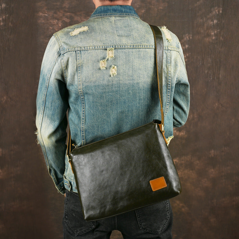 Sac à épaule en cuir de grande capacité pour hommes