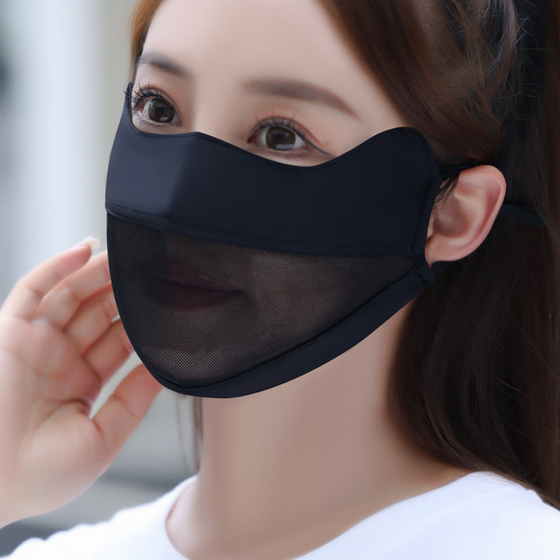 Masque protecteur du soleil pour les femmes Silk Mesh Respirant Masque visage de vélo