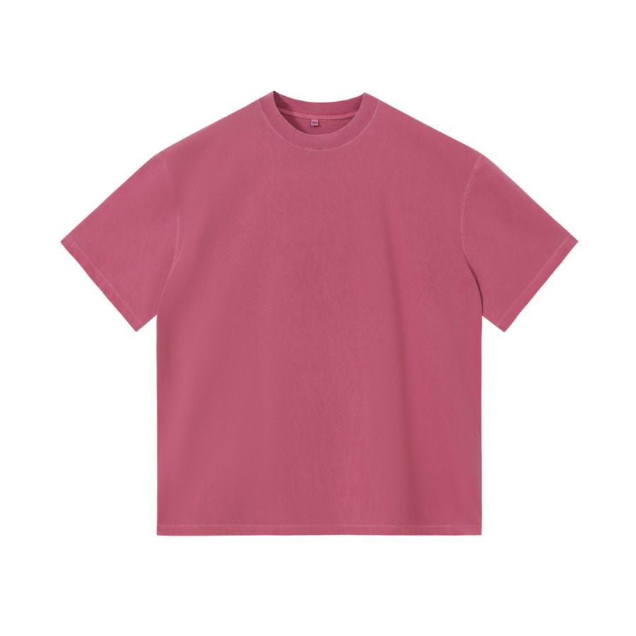 Retro Solid-color Col d'équipage Été Hommes Manches courtes