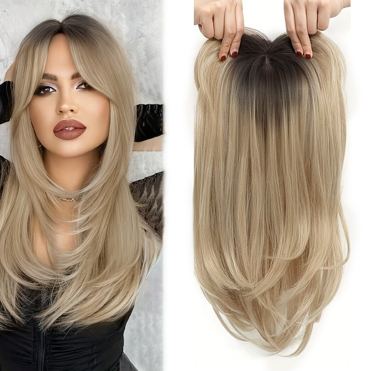Ombre Figure-huit Bangs Fibre synthétique Long Curls