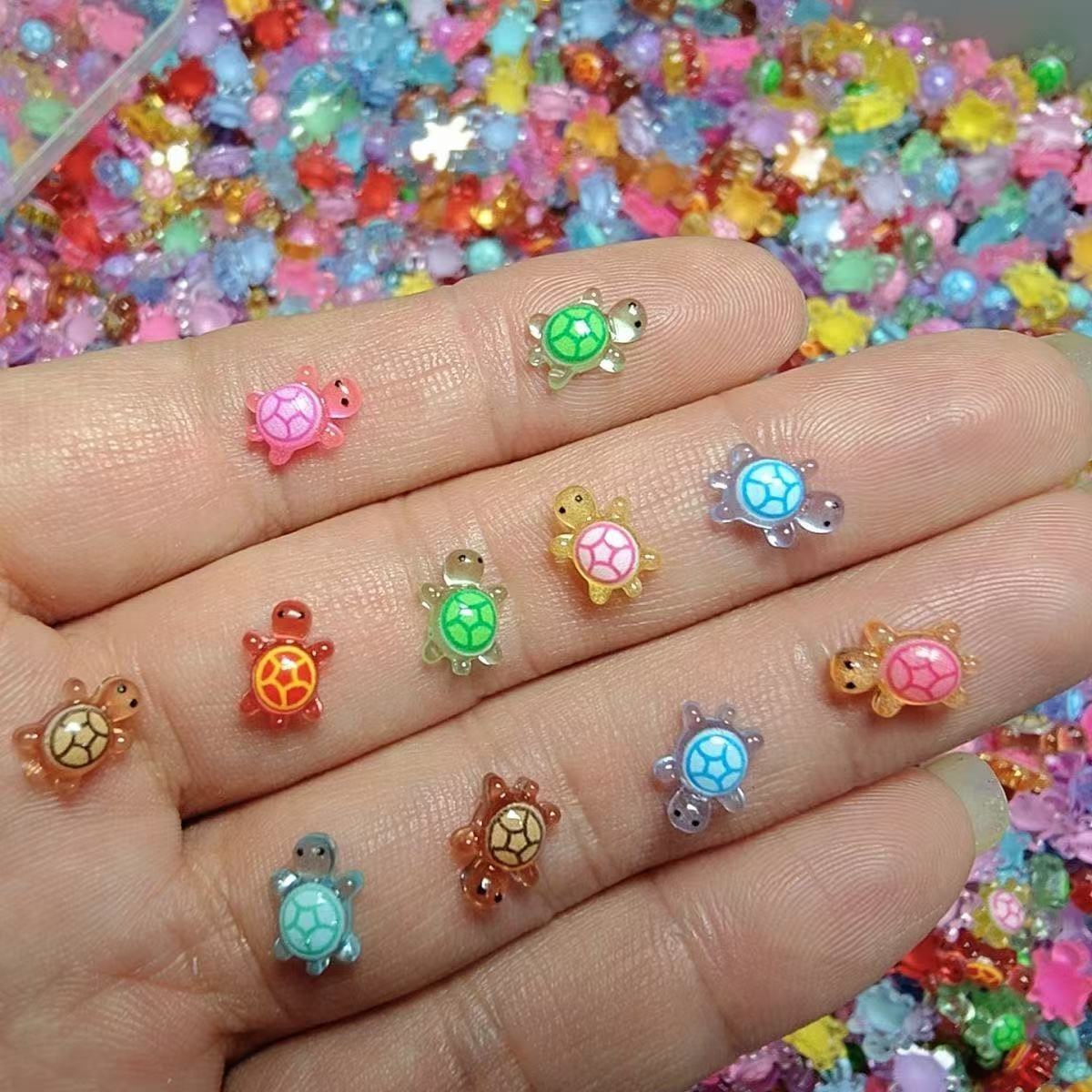 Tortue à la crème foncée Résine Nail Art Ornement DIY Accessoire