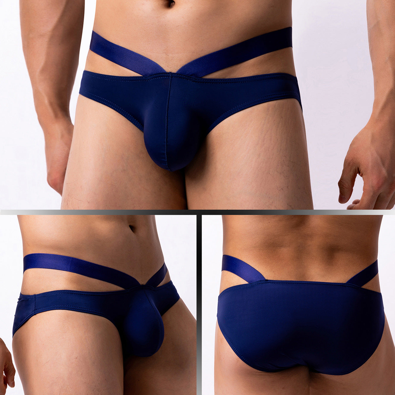 Été Respirant Exquise Silk Ice Un sous-vêtements Triangle Homme Nightclub Low Waist tendance