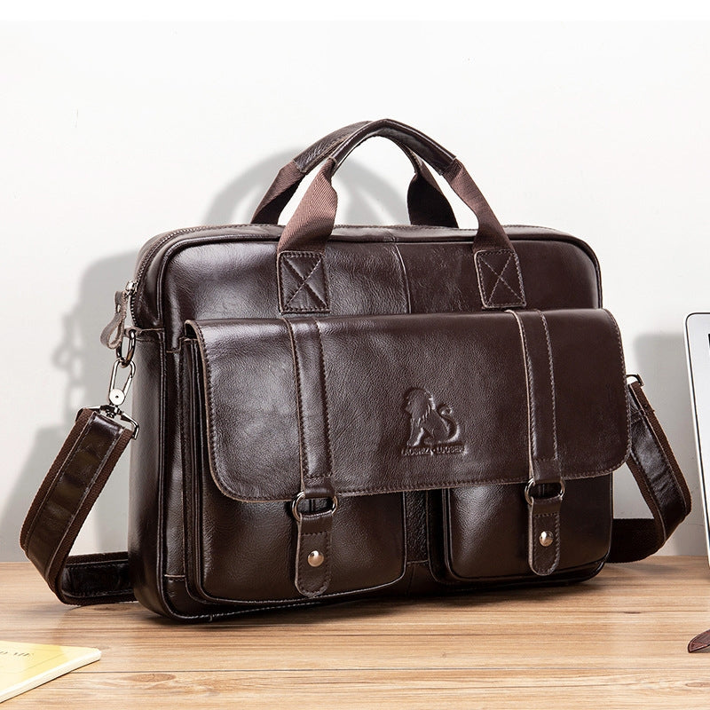 Sac à main Cowhide hommes affaires grande capacité