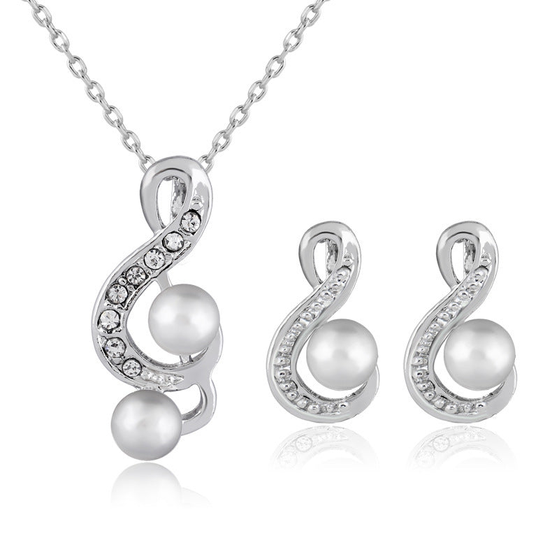 Perle de mode deux ensembles de bijoux de mariage mariée simple et élégant ensemble de bijoux Danbi