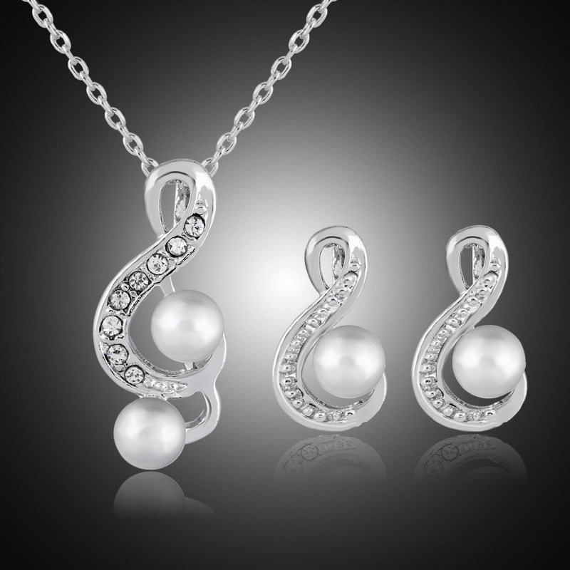 Perle de mode deux ensembles de bijoux de mariage mariée simple et élégant ensemble de bijoux Danbi