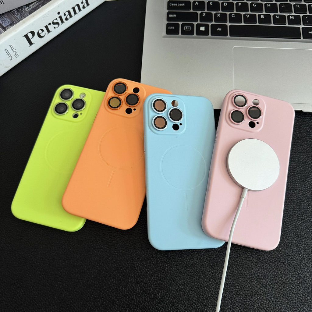Boîtier de téléphone magnétique en silicone liquide de couleur solide