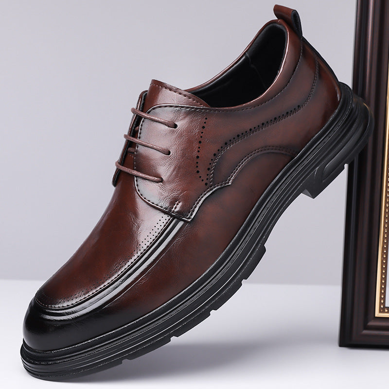 Chaussures en cuir pour hommes en dentelle brun