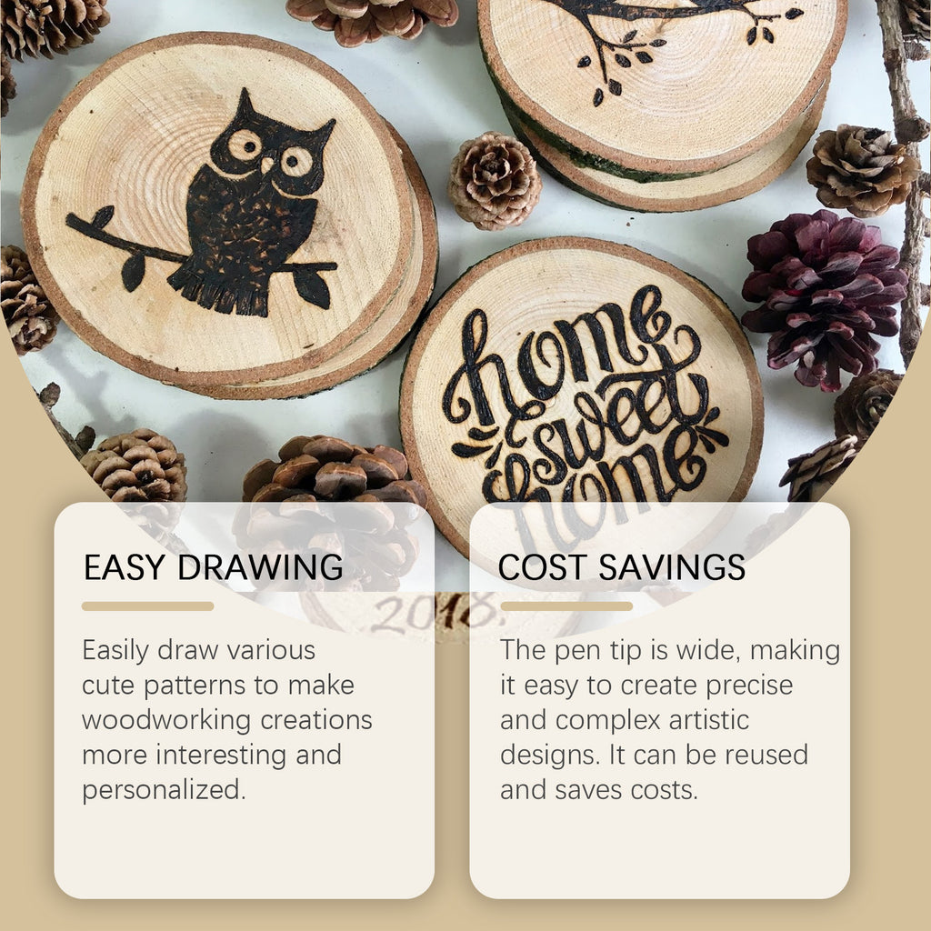 Juefish Burning Pyrographie Pen bois Coaster Cutting Board Handmade bricolage peinture d'art Desi