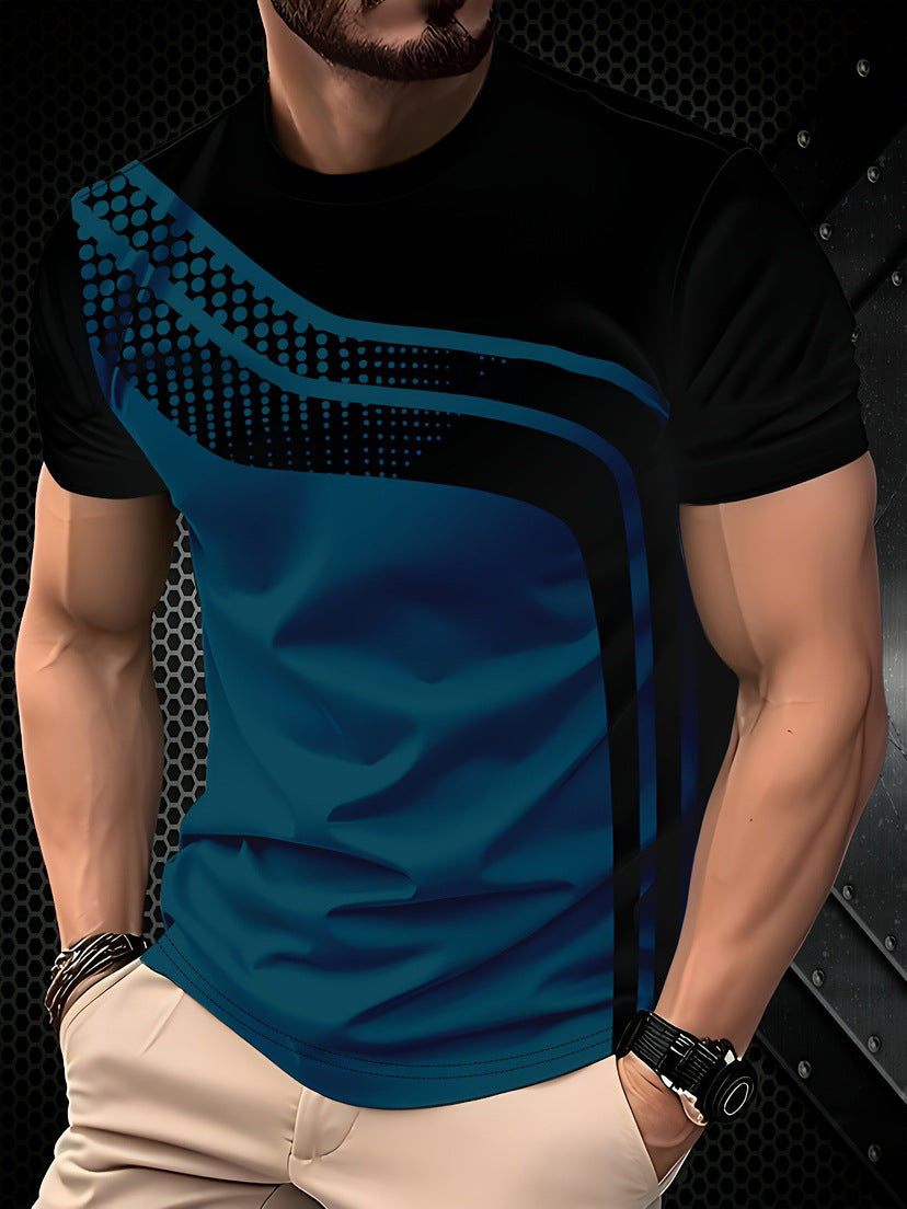 T-shirt homme à manches courtes Business Casual Series Impression numérique 3D