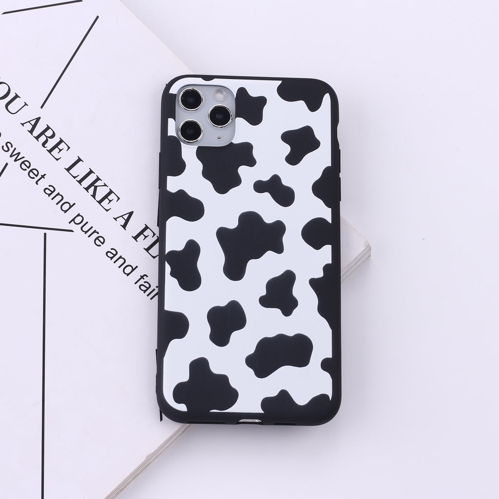 Black bordure vache taches téléphone mobile soft coquillage peinture